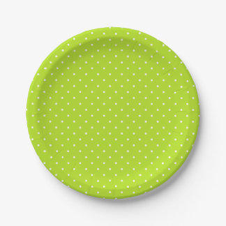 Small White Polka Dots on Lime Green Paper Plate Pappteller