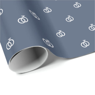 Small White Wedings auf Blue Jeans Blue Geschenkpapier