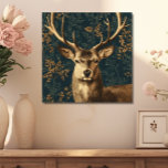 Small William Morris Style Vintag Deer Leinwanddruck<br><div class="desc">Diese atemberaubende Vintage Leinwand ist wunderschön für den Urlaub oder zu jeder Jahreszeit. Der Hirschkopf im William Morris-Stil ist in kräftigen Röhren und Braun auf aquamarinem und grünem Hintergrund mit Touchs von weichem Rost. Einfach und elegant. Ideal für Studium,  Vergnügen oder Feriendekoration. Erstellt von der einfachen Farmhouse Press.</div>