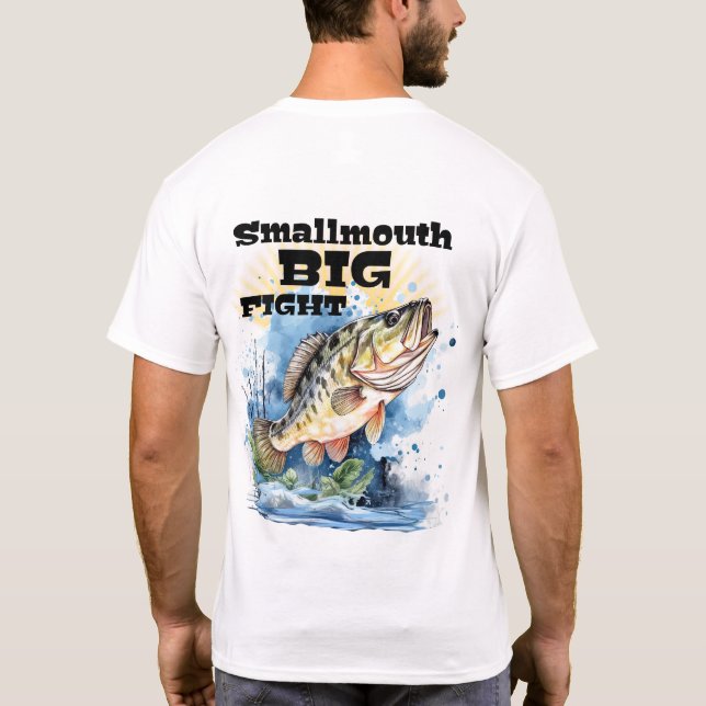 Smallmouth Bass Big Fight Personalize NAME Fishing T-Shirt (Rückseite)