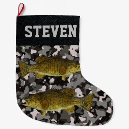 Smallmouth Bass Fishing Camouflage Name Männer Großer Weihnachtsstrumpf