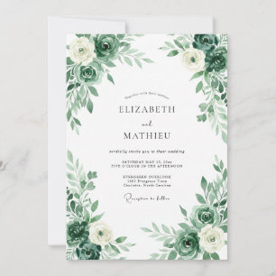 Smaragd-Blüten-Hochzeit Einladung
