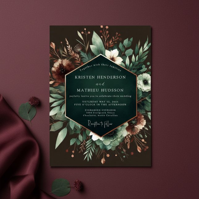 Smaragd-Blütenhochzeit Einladung (Von Creator hochgeladen)
