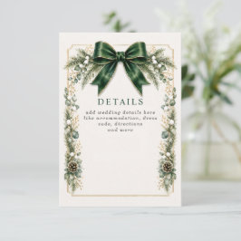 Smaragd-Bogen Botanische Florale Winterhochzeit Begleitkarte