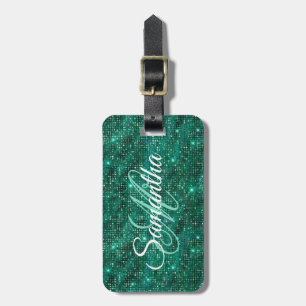 Smaragd-Diamant-besetzte Folie Fancy-Monogramm Gepäckanhänger