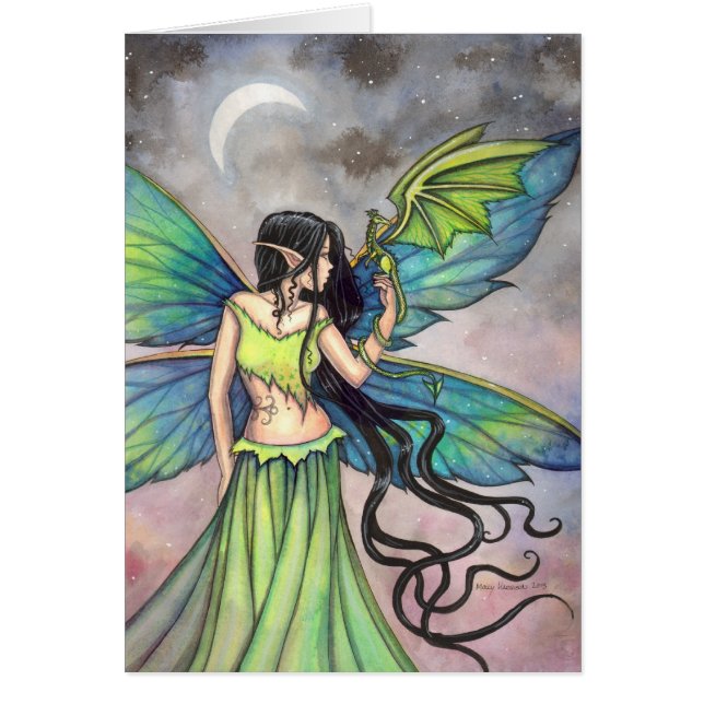 Smaragd-Drache Fantasy-Fee-Kunst (Vorne)