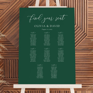 Smaragd Elegant Schrift 8 Tisch Sitzplan Poster