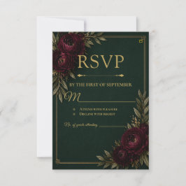 Smaragd-Eleganz Antwortkarte RSVP Karte