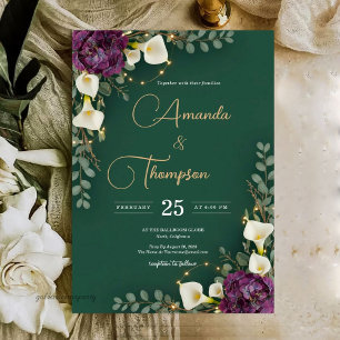 Smaragd & Elfenbein Botanische Eleganz Hochzeit Einladung