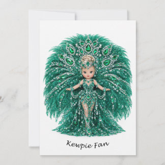 Smaragd-Federn Kewpie-Fan-Karte Einladung