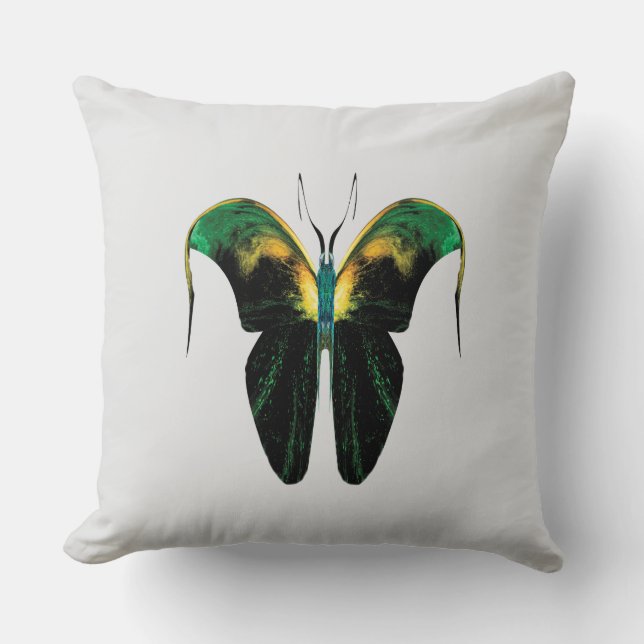 Smaragd-Flammen-Schmetterling – Surreale Naturform Kissen (Vorderseite)