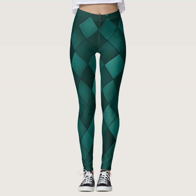 Smaragd-Fliesenmuster – Moderne Luxus Leggings (Vorderseite)