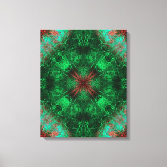 Smaragd-Fraktal-Kunst der Heiligen Geometrie Leinwanddruck (Vorderseite)