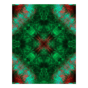 Smaragd-Fraktal-Kunst der Heiligen Geometrie Poster
