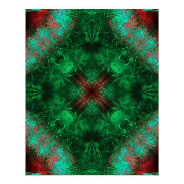 Smaragd-Fraktal-Kunst der Heiligen Geometrie Poster (Vorderseite)