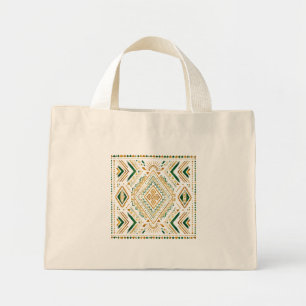Smaragd-Gold-afrikanisches geometrisches Muster Mini Stoffbeutel