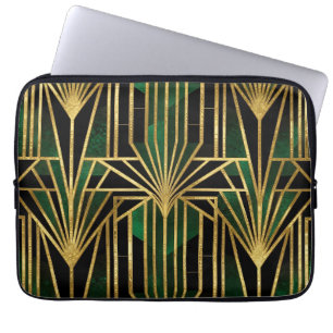 Smaragd-Gold-Art-Deco-Glamour Laptopschutzhülle