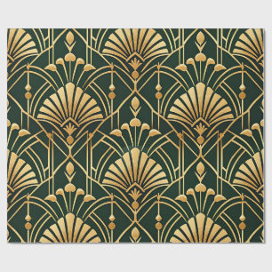 Smaragd-Gold-Art-Deco-Muster Geschenkpapier