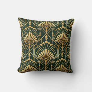 Smaragd-Gold-Art-Deco-Muster Kissen