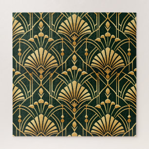 Smaragd-Gold-Art-Deco-Muster Puzzle