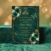 Smaragd-Gold-Blumen-Schmetterling-Quinceañera