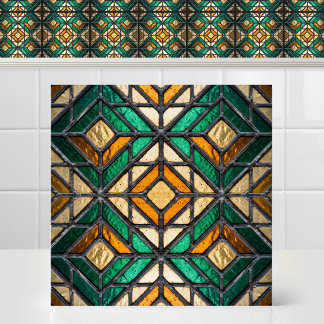 Smaragd-Gold-Diamant-Kathedrale-Buntglas-Motiv Fliese