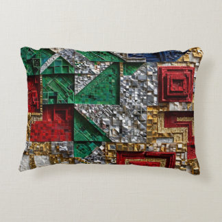 Smaragd-Gold-Elfenbein-Rot-Blau-Riesen-Mosaikquadr Dekokissen