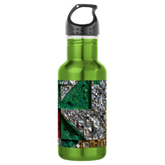 Smaragd-Gold-Elfenbein-Rot-Blau-Riesen-Mosaikquadr Edelstahlflasche