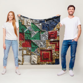 Smaragd-Gold-Elfenbein-Rot-Blau-Riesen-Mosaikquadr Fleecedecke