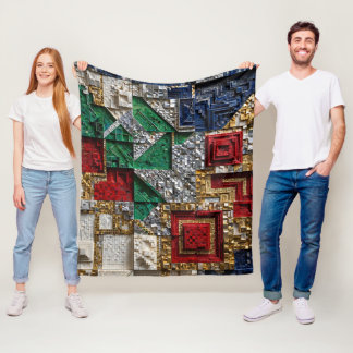 Smaragd-Gold-Elfenbein-Rot-Blau-Riesen-Mosaikquadr Fleecedecke
