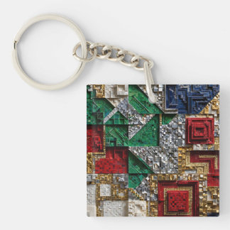 Smaragd-Gold-Elfenbein-Rot-Blau-Riesen-Mosaikquadr Schlüsselanhänger