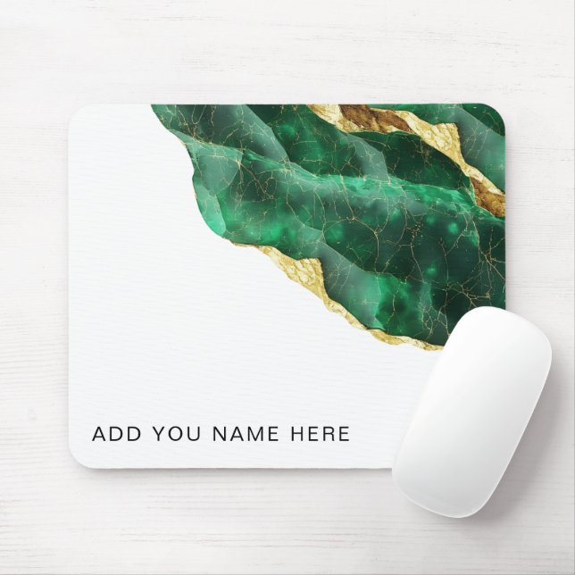 Smaragd-Gold Fügen Sie Ihren Text hinzu Benutzerde Mousepad (Mit Mouse)