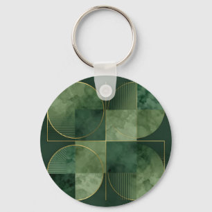Smaragd-Gold-Geometrische Harmonie Schlüsselanhänger