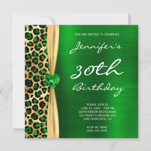 Smaragd-Gold-Leopard-Folie-Gem-Band 30. Geburtstag Einladung
