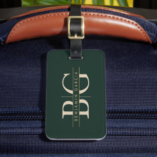 Smaragd-Gold-Monogramm-Gepäckanhänger Gepäckanhänger