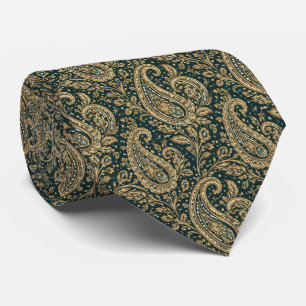 Smaragd-Gold Paisley Luxus Vintage Muster Krawatte