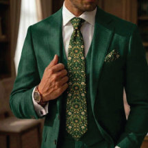 Smaragd-Gold-Royal-Damask-Krawatte | Luxus-Herren-