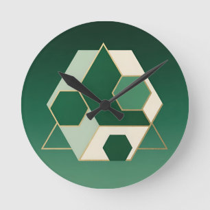 Smaragd-Hexagon Geometrische Luxusausführung Runde Wanduhr
