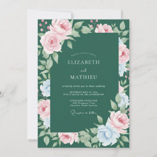Smaragd-Hochzeit mit Ranunculus und Eukalyptus in Einladung