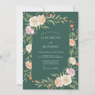 Smaragd-Hochzeitsblüten Einladung