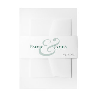 Smaragd-Hochzeitseinladung Namen & Monogramm | Einladungsbanderole