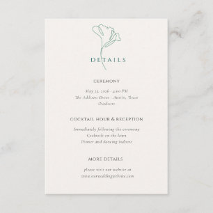Smaragd-Hochzeitsinformationen Details Begleitkarte