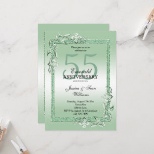 Smaragd-Juwel & Glitter 55. Hochzeit Einladung