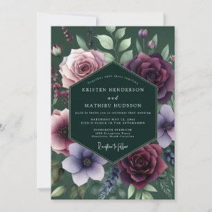 Smaragd-Juwel-Ton-Flora-Hochzeit Einladung