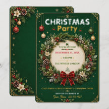 Smaragd-Kranz-Weihnachtsfeier-Einladung
