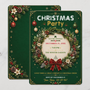 Smaragd-Kranz-Weihnachtsfeier-Einladung Einladung