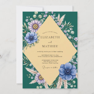 Smaragd-Lavendel-Laub-Eukalyptus-Hochzeit Einladung