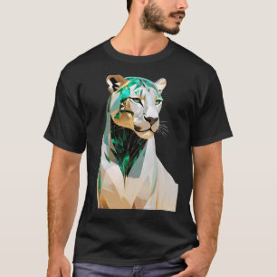Smaragd-Löwin Luxus-Geometrisches-Tier-Kunstwerk T-Shirt