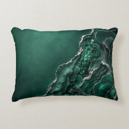 Smaragd-Malachit-Geode-Abstrakte Kunst | Luxuriöse Dekokissen