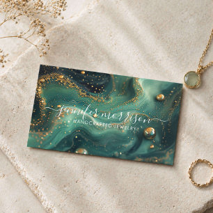 Smaragd Malachit Gold Schmuckdesigner Visitenkarte